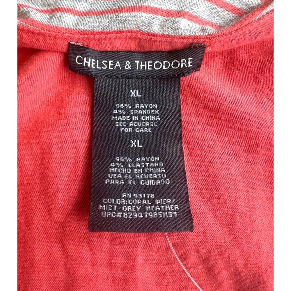 Chelsea & Theodore Coral Pink Striped Sleeveless Maxi Dress XL Relaxed Summer Fi - Picture 6 of 11